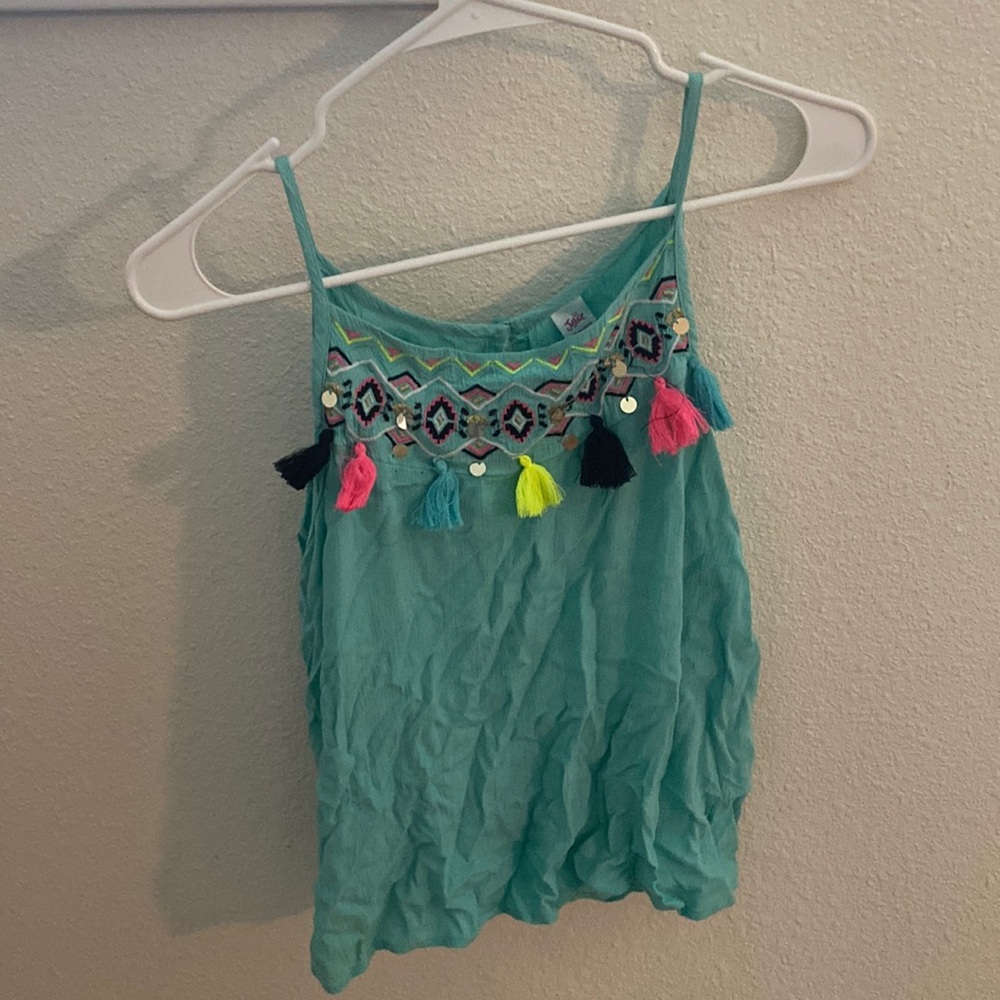 Justice Pom Pom Sequin Tank Preppy